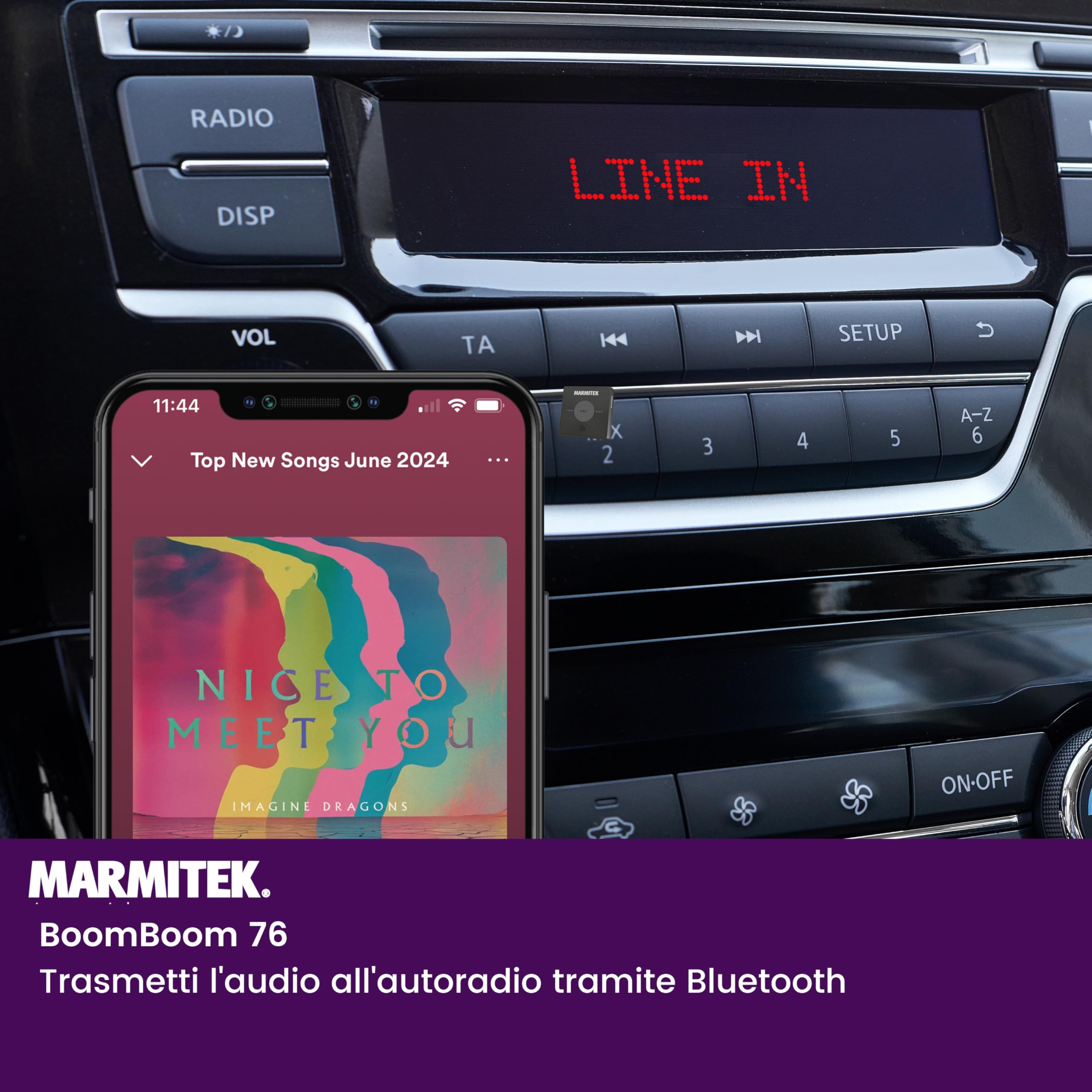 Ricevitore Bluetooth - Marmitek BoomBoom 76 - Stereo Auto - Batteria Portatile - NFC aptX - Vivavoce - Suono di Qualità - Connessione Veloce