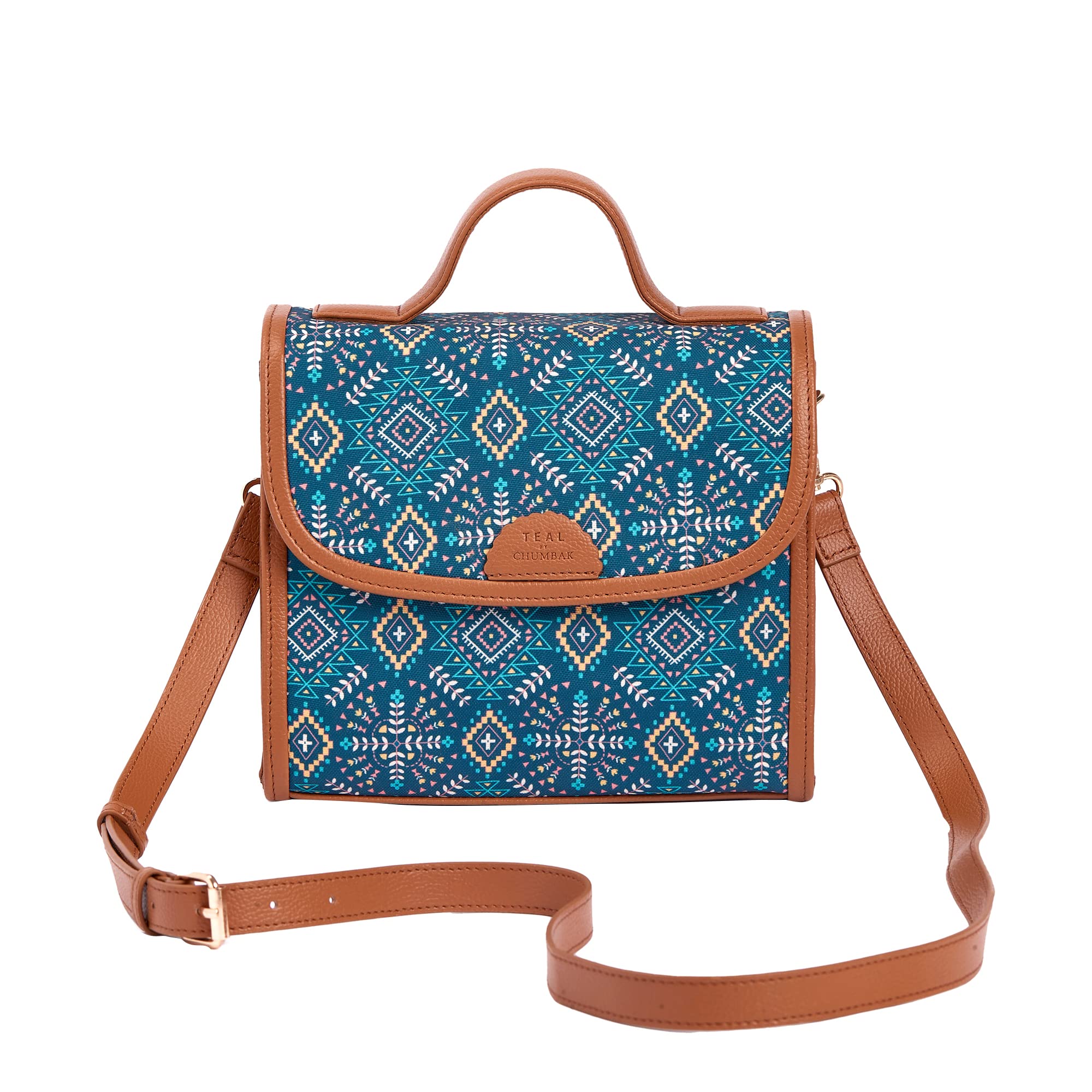 Teal By Chumbak Womens Handbag Printed Canvas Messenger Bag