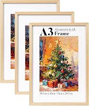 HOUSE DAY A3 Solid Wood Frame Set of 3 with A4 Mount, A3 Picture Frame, Poster Frame, Family Landscape, Pet Commemoration, Wedding