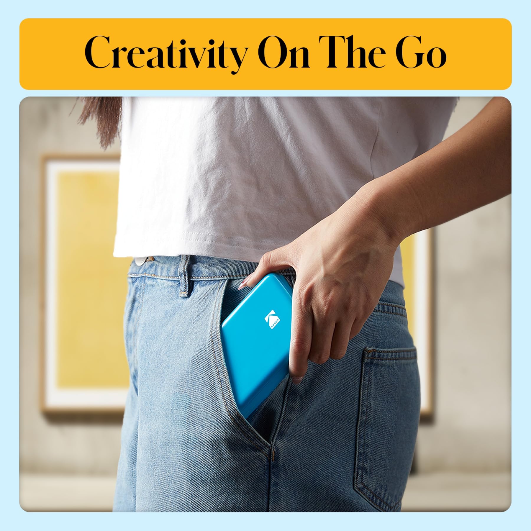 KODAK Step Impresora de fotos instantánea para smartphone - Mini portátil inalámbrica en color - Fotos adhesivas Zink 2x3” - Bluetooth compatible con iOS y Android - App de edición divertida - Azul