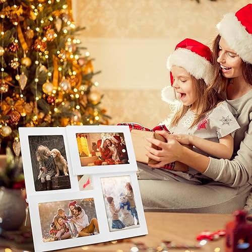 Miniatura 6 de ZCPTZ Marcos de fotos de collage de 4 x 6, juego de 4 marcos de fotos múltiples para decoración de pared o mesa, marcos de fotos familiares,