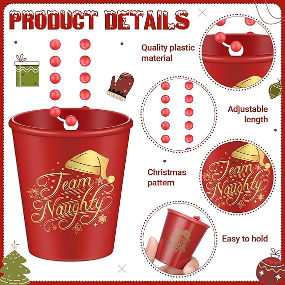 Tigeen Christmas Shot Glass Necklaces - 24 Pack Plastic Shot Cup Necklaces For Holiday Parties