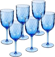Vista 1 de KOXIN-KARLU Unbreakable Classic - Copas de vino de plástico multiusos de 14 onzas, juego de 6 unidades, color azul