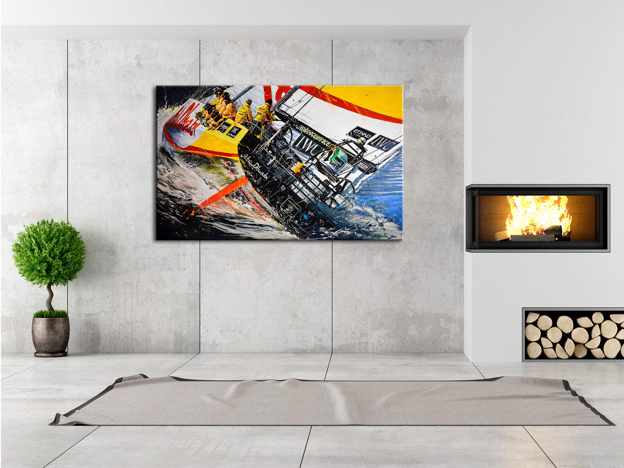 DECLINA, Quadro Decorativo da Parete per Soggiorno Moderno, Quadro Decorativo da Parete, Riproduzione Pittura Riproduzione Bertoche su Tela Stampata Ocean Race, 50 x 30 cm
