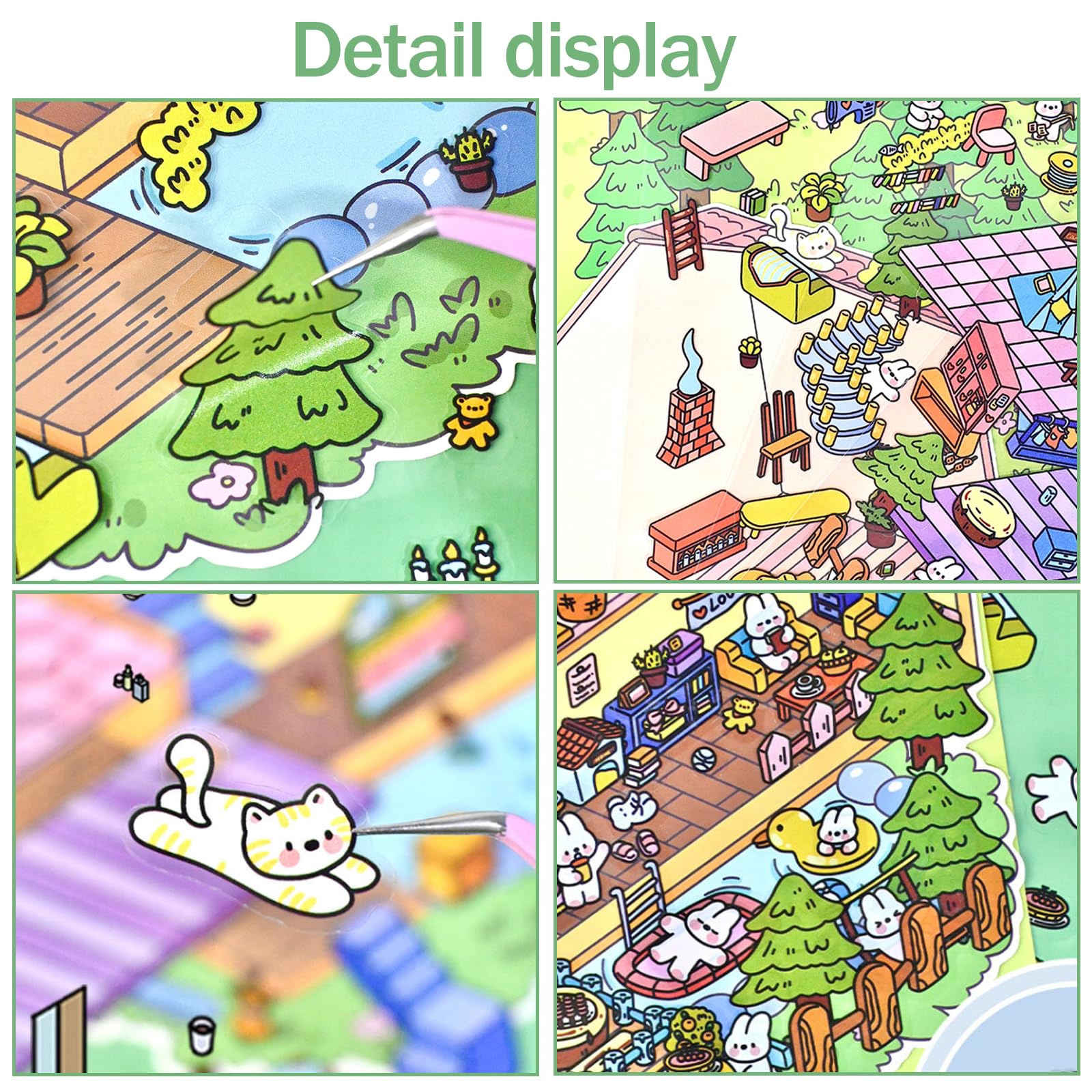 TYXHXTF 4PCS 3D House Stickers, DIY 3D Treehouse Party Stickers, 3D Sticker Scene, Fun DIY Sticker Scene - Image 4