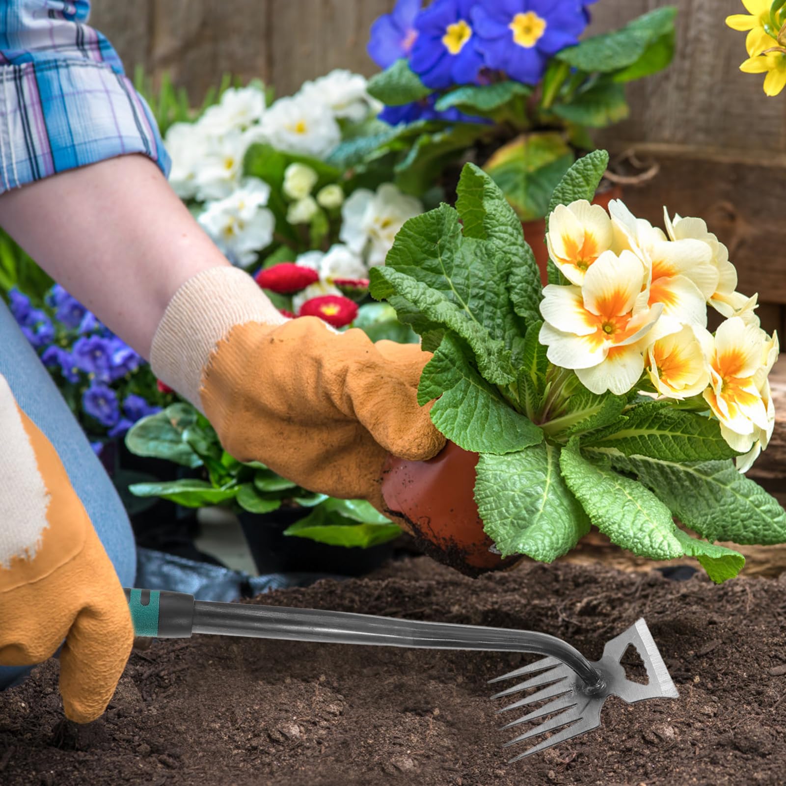 Toddmomy 5pezzi Attrezzo per Giardinaggio Ergonomico Acciaio Estirpatore Erbacce con Punta Curva e Manico Antiscivolo per Rimozione delle Erbacce nel Giardino