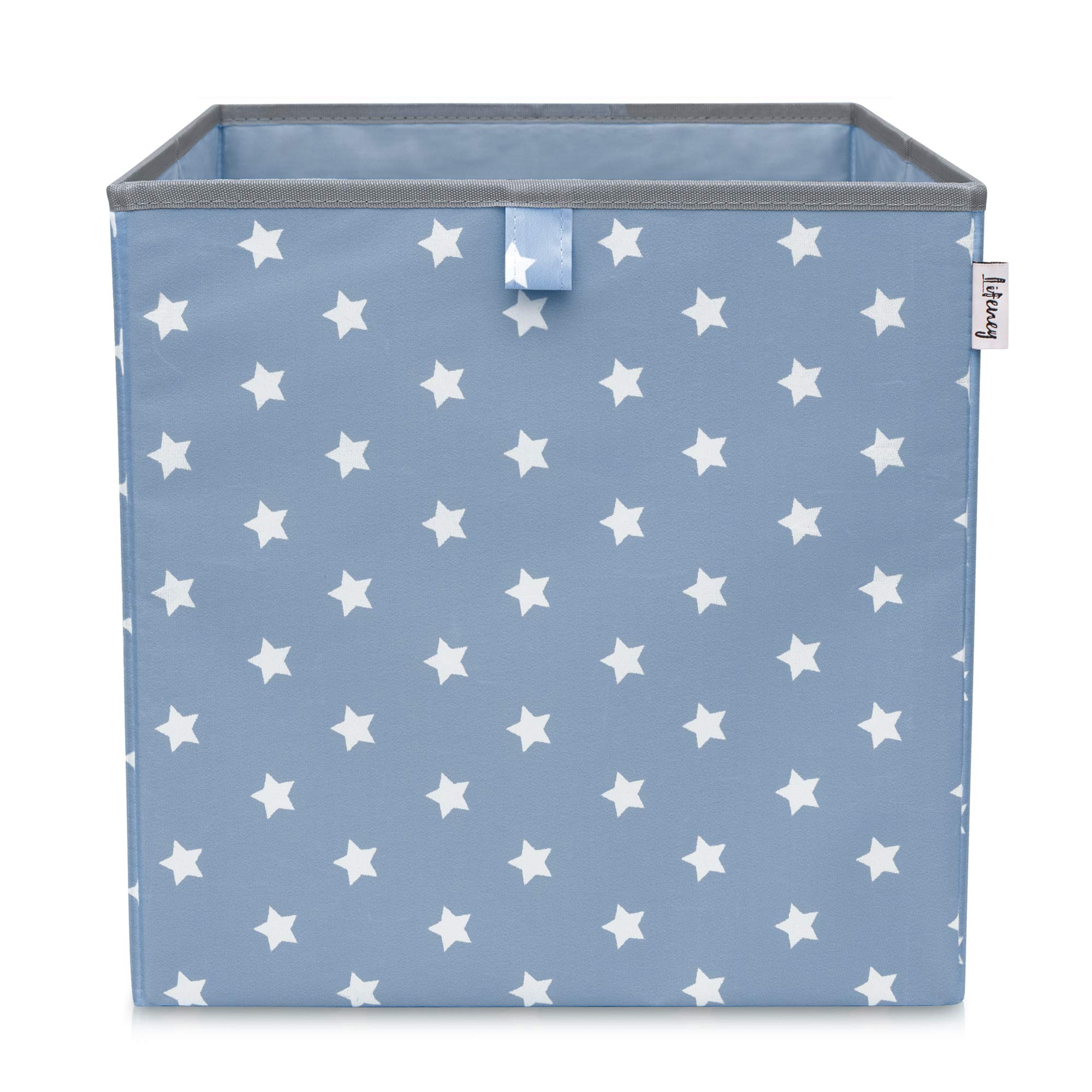 LIFENEY Storage Box with Star Motif in Turquoise, Toy Box with Stars Suitable for Cube Shelves, Organiser Box for the Children's Room, Storage Basket as Accessory for Home, 33 x 33 x 33 cm