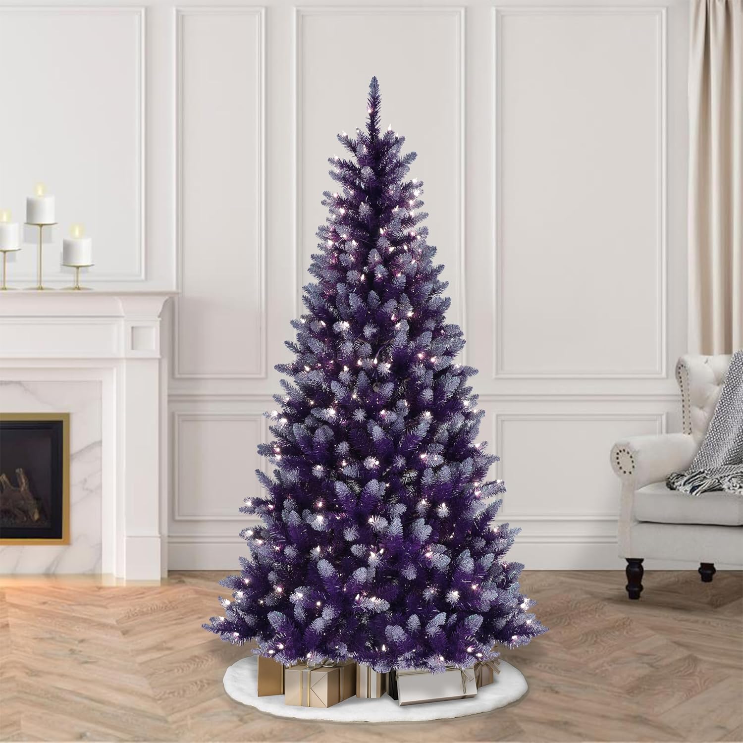 Puleo International 4 Foot Pre-Lit Fashion Purple Pine Artificial Christmas Tree with 150 UL-Listed Clear Lights
