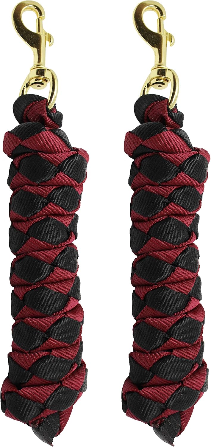 Amazon.com: Lot of 2 Horse Flat Braided Nylon Webbed Lead Rope Heavy ...