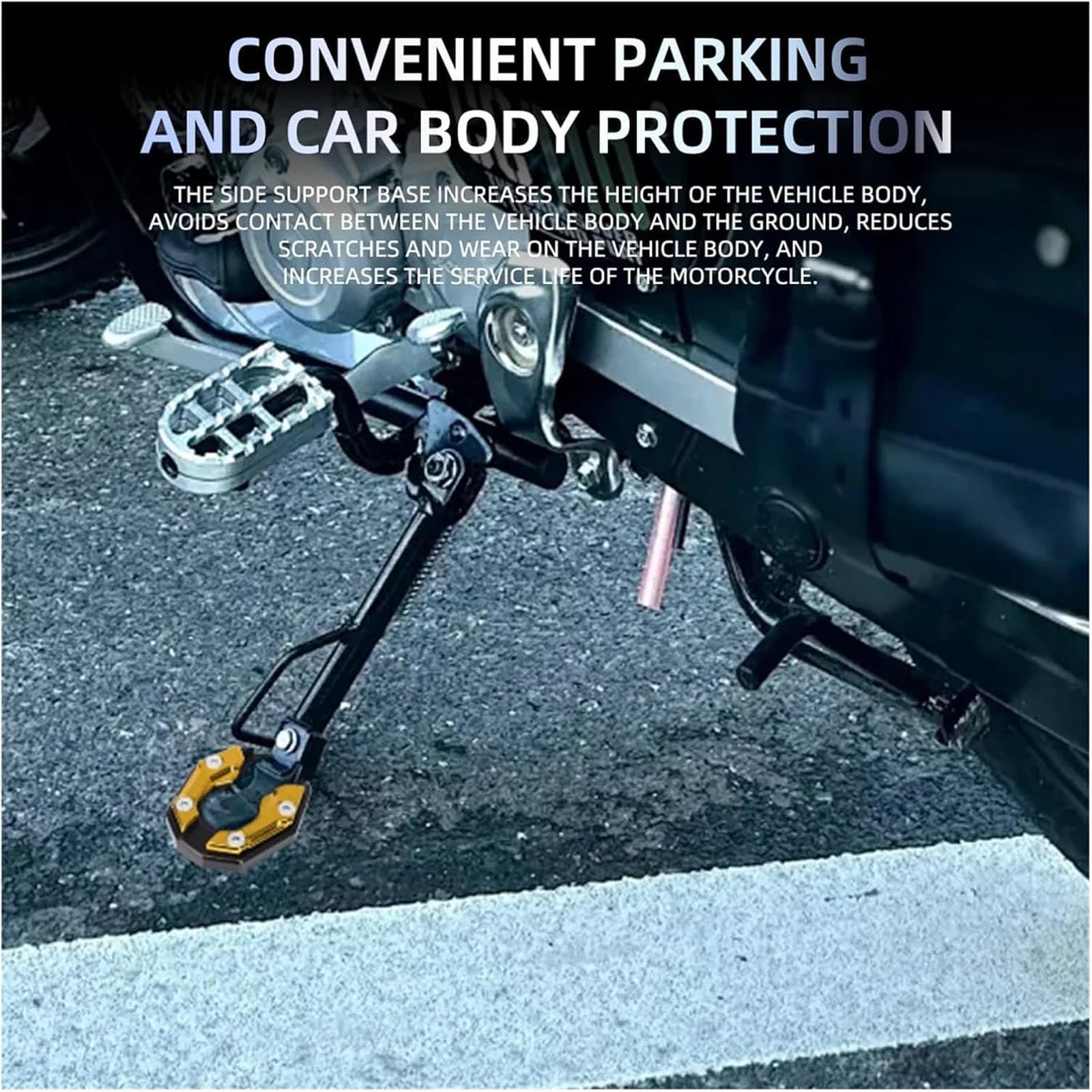Motorrad Seitenständer Platte für Harley Davidson Road Glide CVO, Aluminium Seitenständer Verlängerung Anti-Rutsch Motorrad Ständer Unterlage,Black