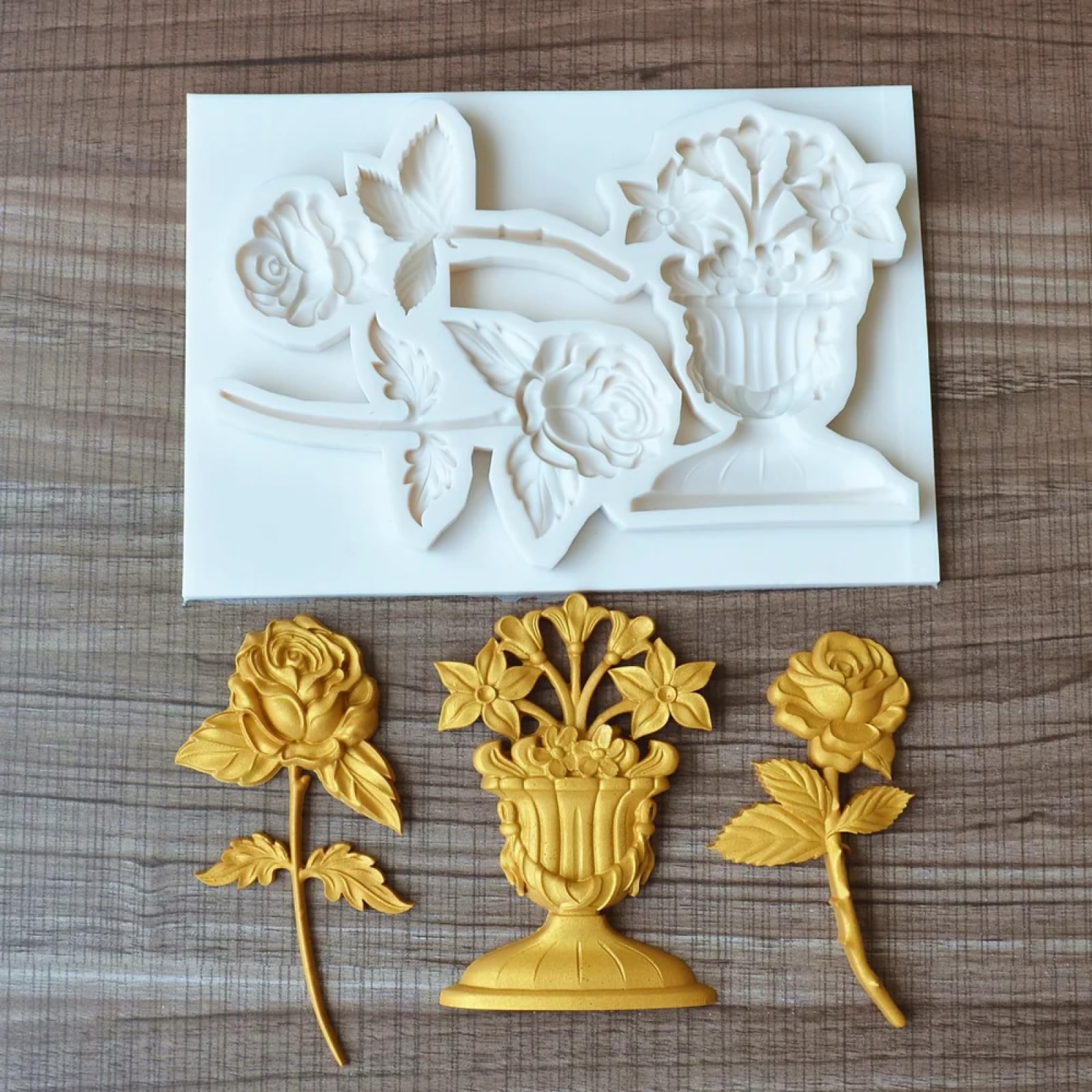 Molde de silicona para hacer fondant, 19,5 x 13 x 1,3 cm, molde de silicona para tartas, herramientas de decoración para hornear rosas, suministros hechos a mano para hacer flores, moldes para fondant