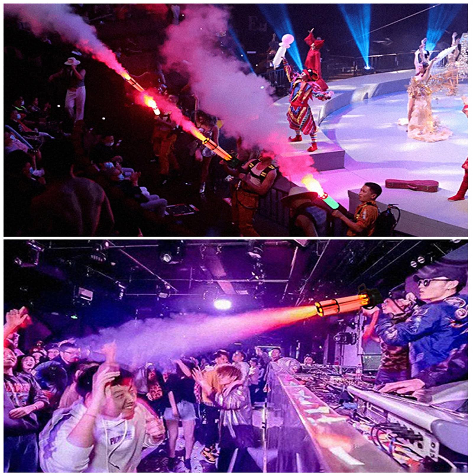 Máquina Jet CO2 LED Profesional, Cañón de Humo CO2 con Luces LED Multicolor Rotativas, Efecto Especial para Bares, Discotecas, Salas de Concierto, Eventos y Bodas, Alcance 8-10m