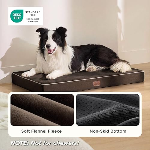 Miniatura 3 de Bedsure Camas ortopédicas para perros de espuma viscoelástica para perros de tamaño grande, con funda extraíble lavable y parte inferior
