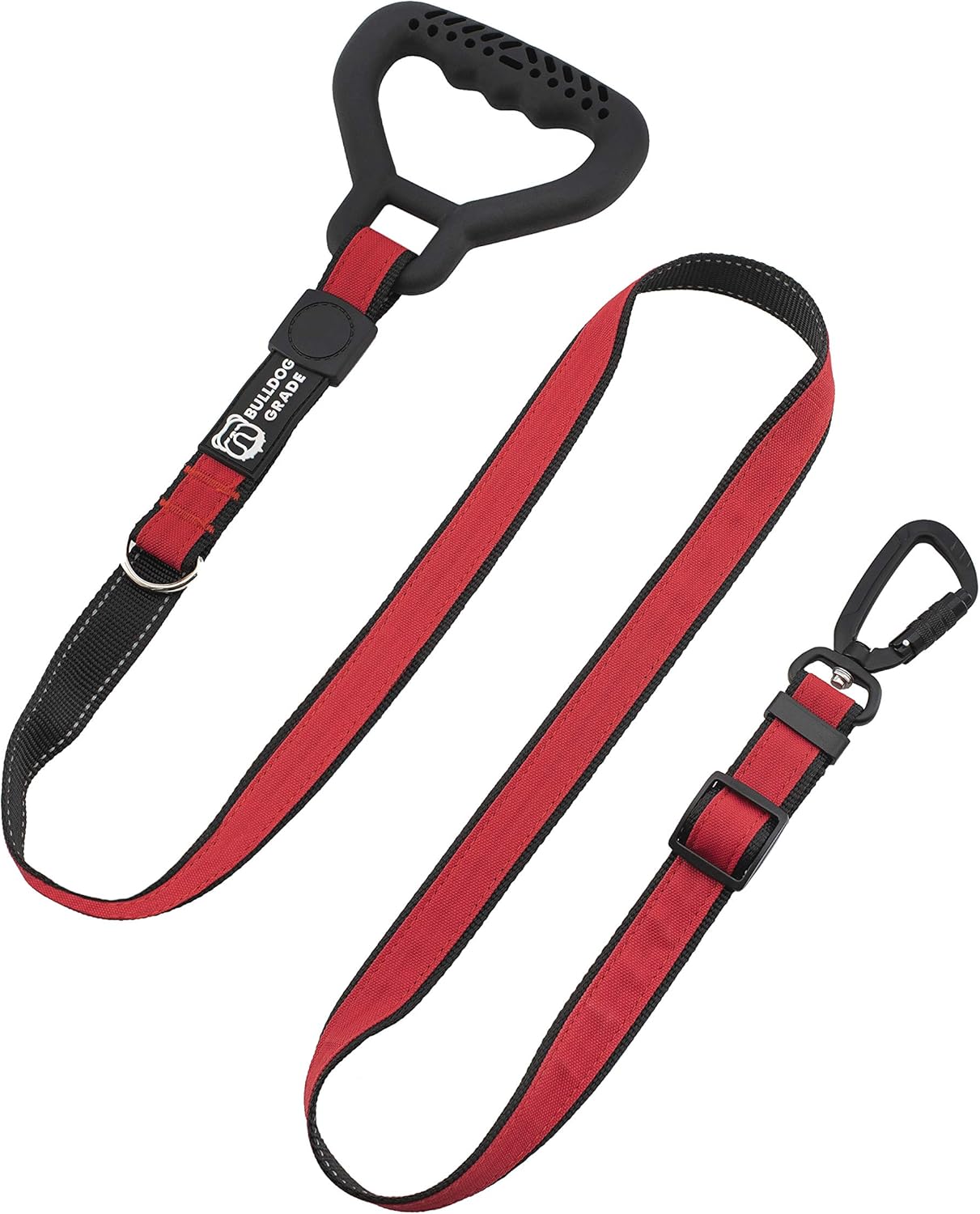 Heavy Duty Dog Leash – Adjustable 3–5 ft, Reinforced Handle, Locking Carabiner, Waterproof, Reflective (Bulldog Red)