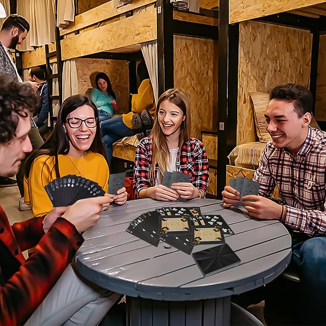 Foto 7 de 7 de KRYMSON 2 juegos de cartas de plástico negras - 54 cartas impermeables para fiesta en casa y cena