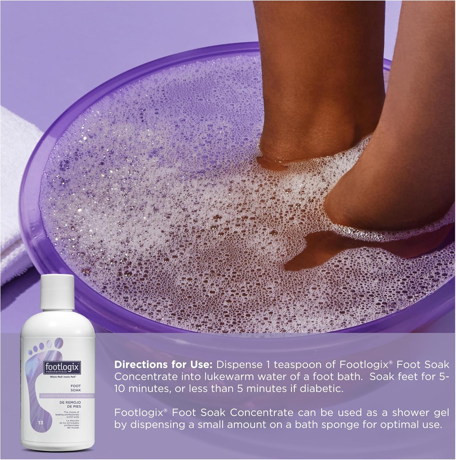 FOOTLOGIX Foot Soak Concentrate, 8.45 oz - Gentle Cleansing, Foot Bath Soak, Soften Dry Feet and Calluses - Image 7