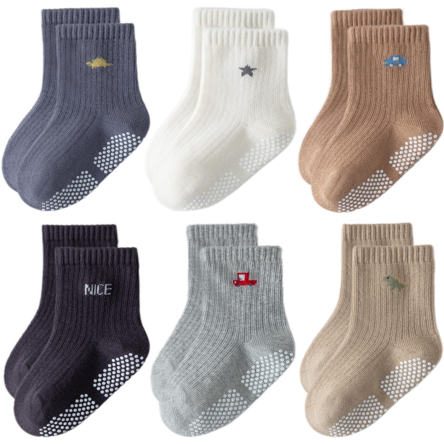 Toddler Non Slip Grip Ankle Socks with Grippers for Baby Boys Girls