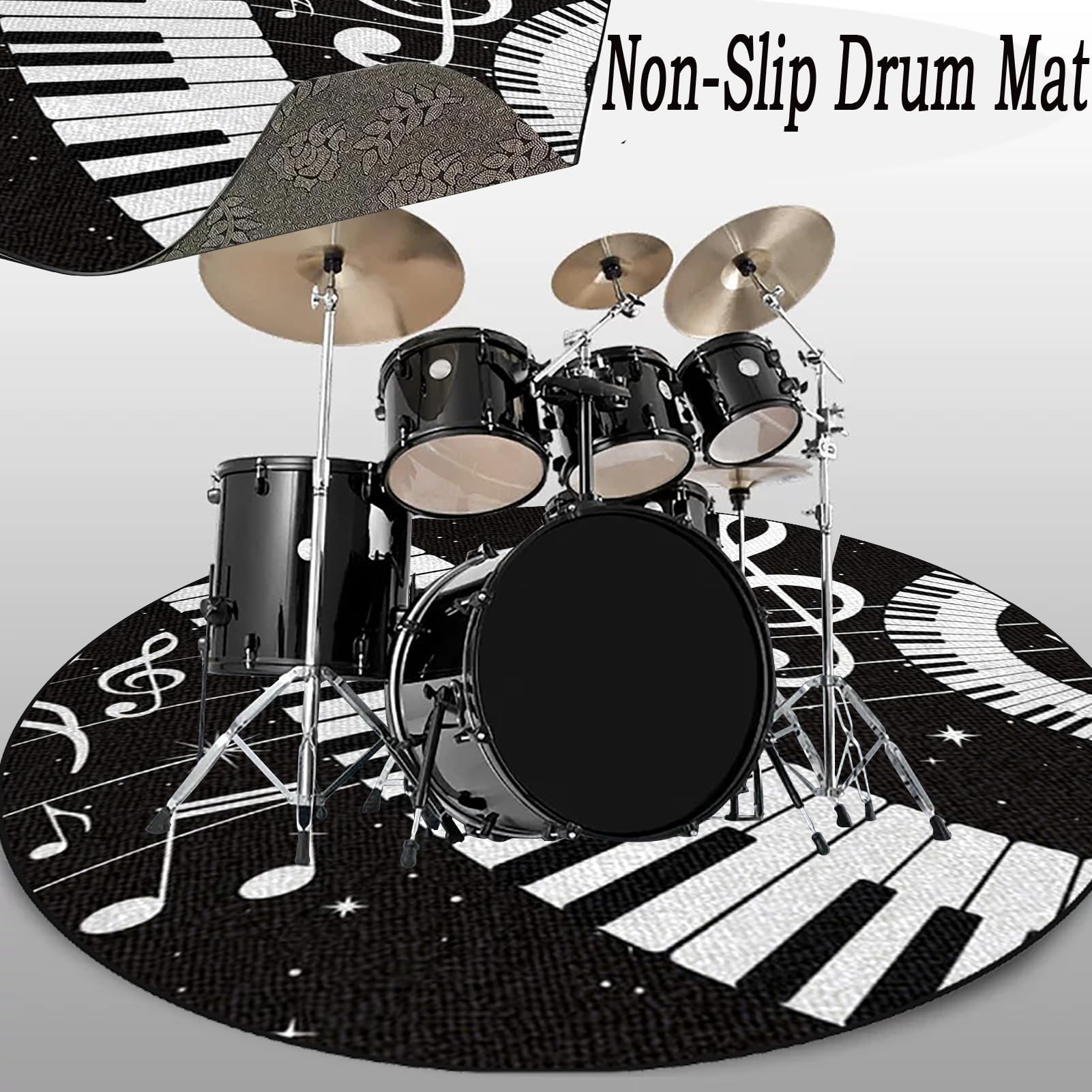 Schlagzeugteppich Schalldicht Drum Teppich rutschfest Trommelteppich Musikinstrumente Bodenmatte Rund Schlagzeug Teppich Elektronisches Jazz Schlagzeug Kit für Bass Snare Drum 150 cm