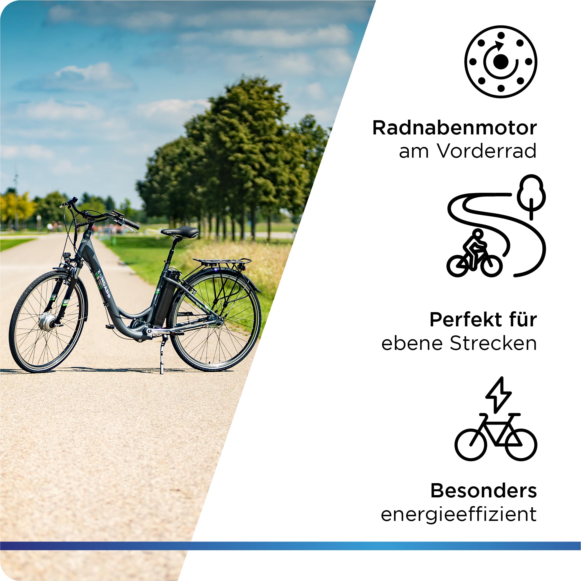 ZÜNDAPP E Bike Elektrofahrrad 28 Zoll | E-Bike mit Rücktrittbremse | City Ebike 3-Gang Nabenschaltung | Elektrofahrrad mit Schloss für Erwachsene | Green 2.7