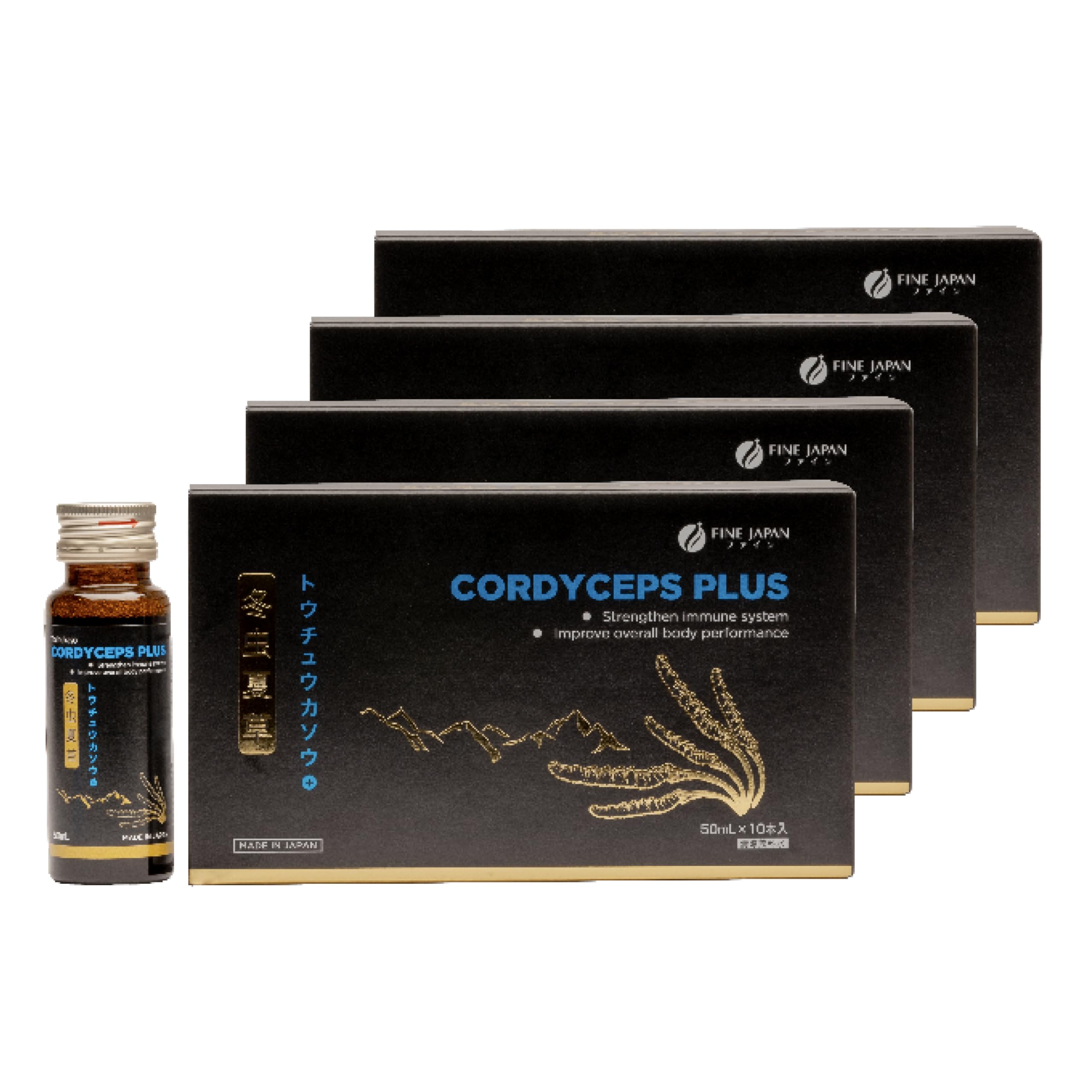 FINE JAPAN Cordyceps Plus: Premium Cordyceps Mushroom Extract and Macadamia Blend - Smart Drops Adaptogenic Mushrooms, Organic Mushroom Supplement for Energy & Immunity, Liquid Cordyceps (Pack of 40)