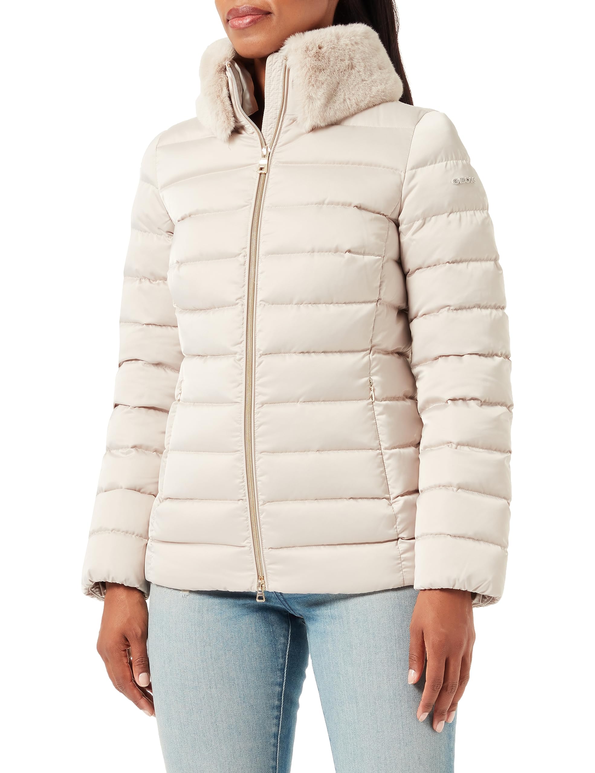 Geox W BETTANIE, giacca Da donna, SILVER GRAY,