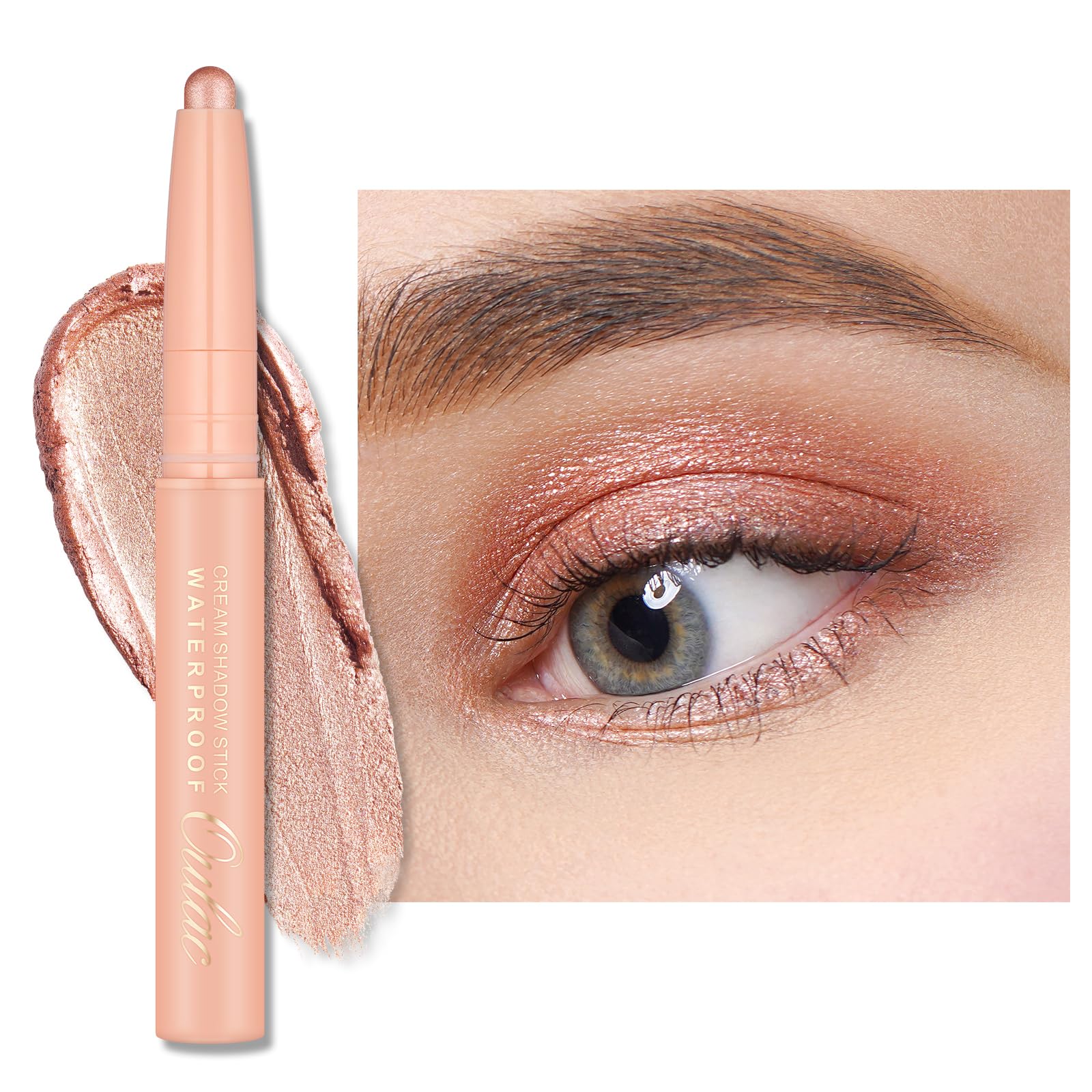 Oulac Champagne Nude Eyeshadow Stick, Twist-Up Pencil, Creamy Blendable Texture, Vegan & Cruelty-Free Eye Makeup, 1.25g