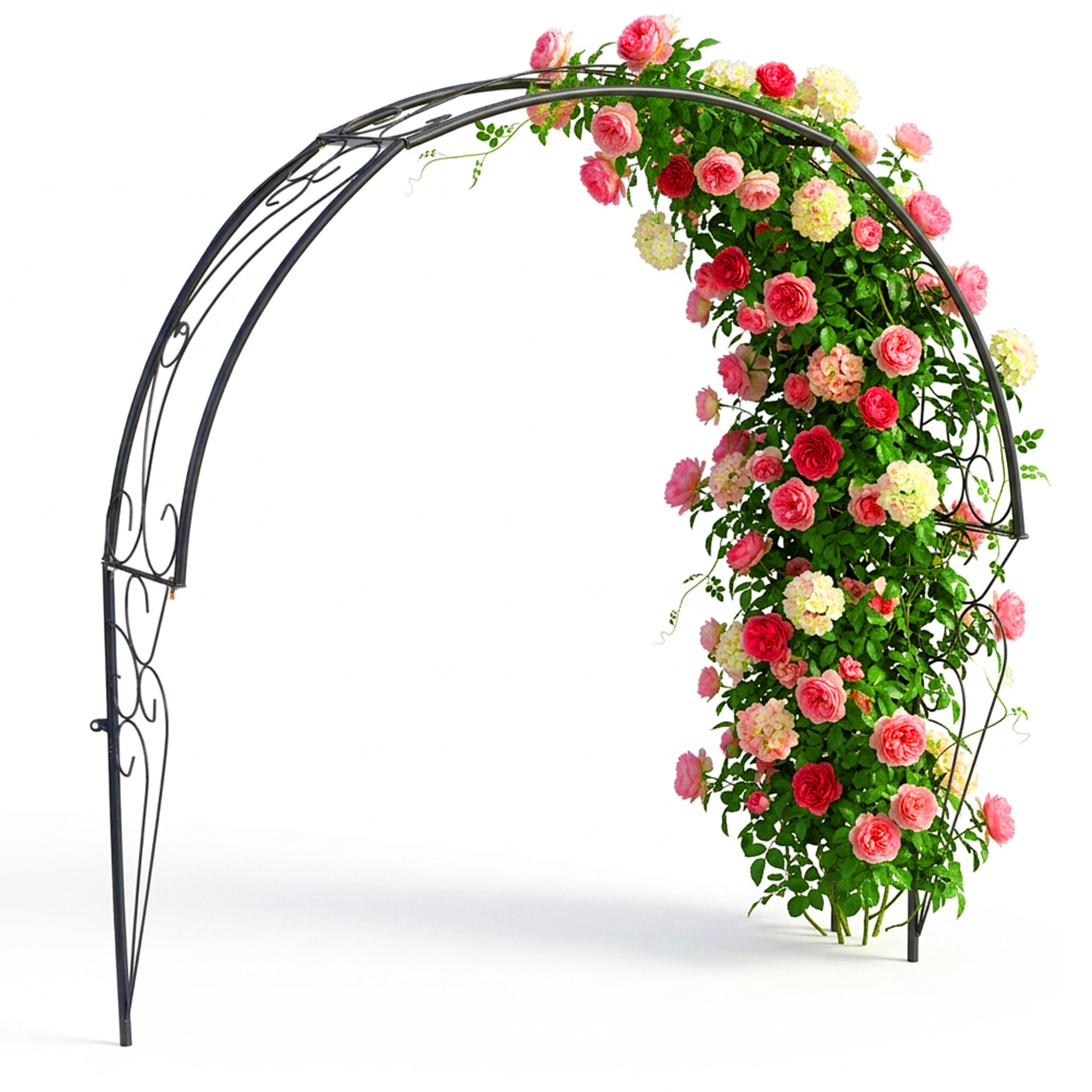 Relaxdays Rose Trellis Half-Arch, metal, HxWxD: 105 x 100 x 21 cm, wall-mounted for windows & doors, black