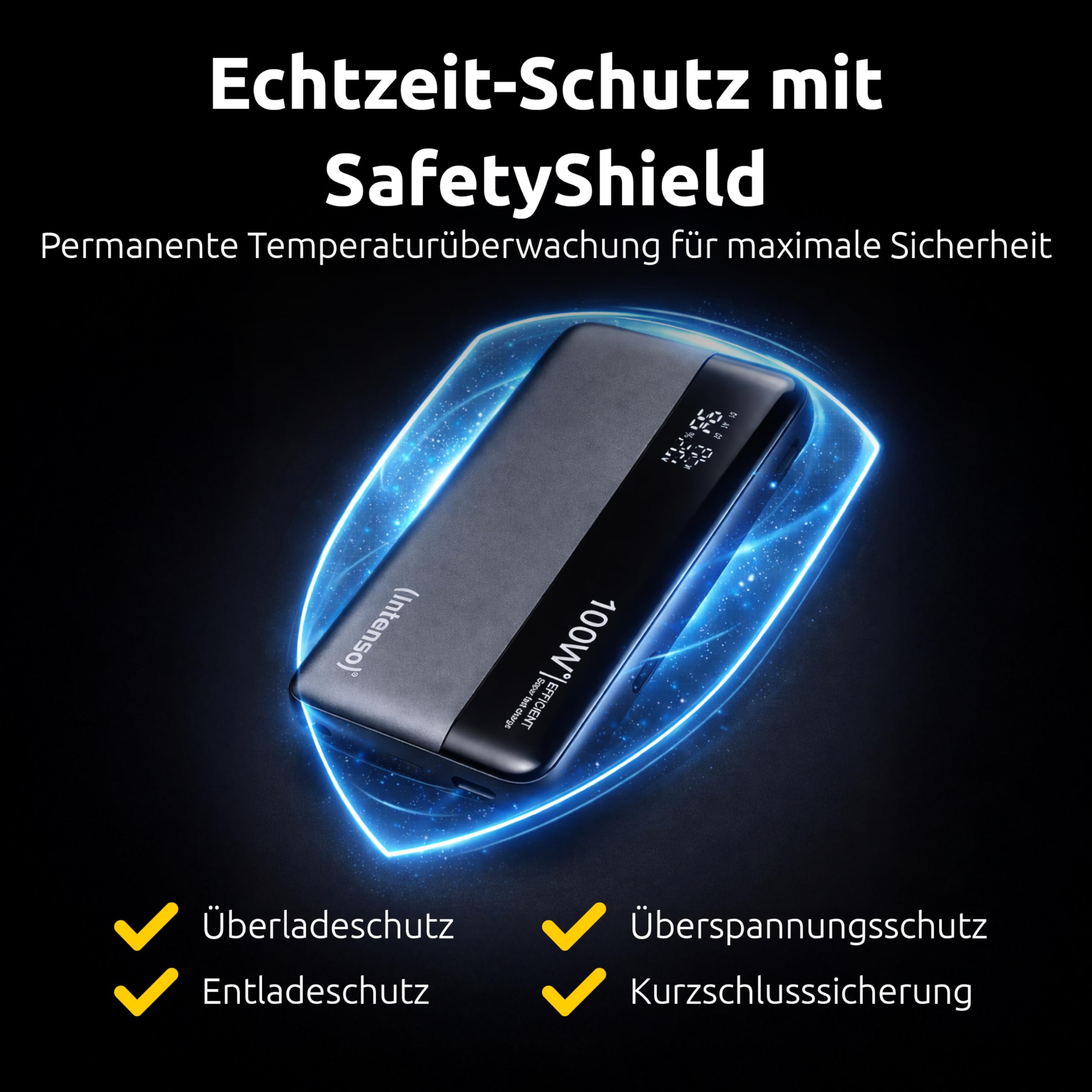 Intenso Powerbank HE25000, zewnętrzny akumulator z Power Delivery (140 W) i kablem USB-C do ładowania USB-C, 25000 mAh, szaro-czarny