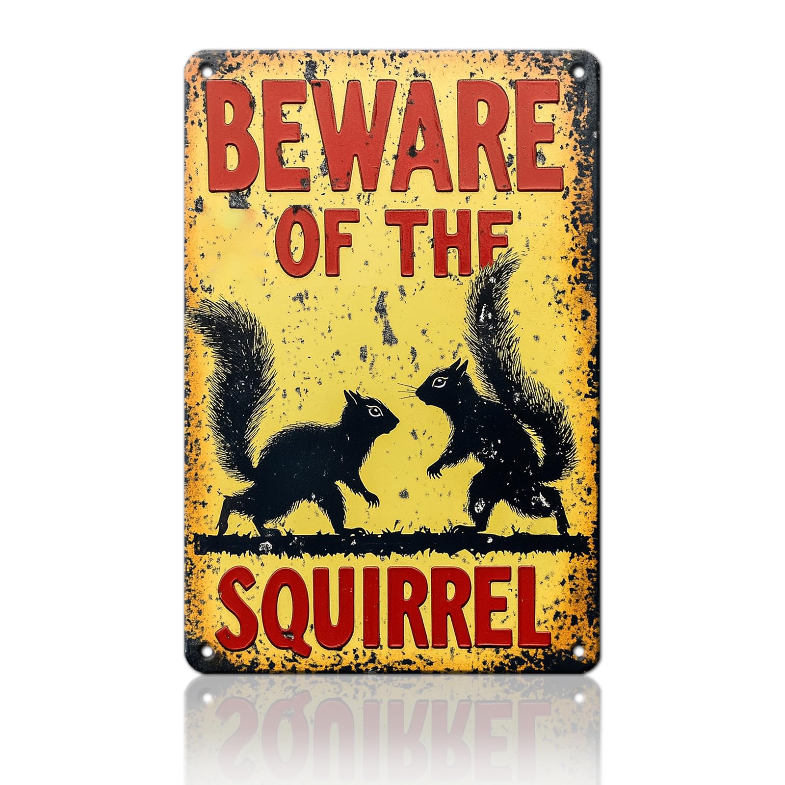 Anceky Vintage Beware of Squirrel Metal Sign Retro Tin Sign Wall Decor for Plub Porch Home Garage Farmhouse 12×8 Inch