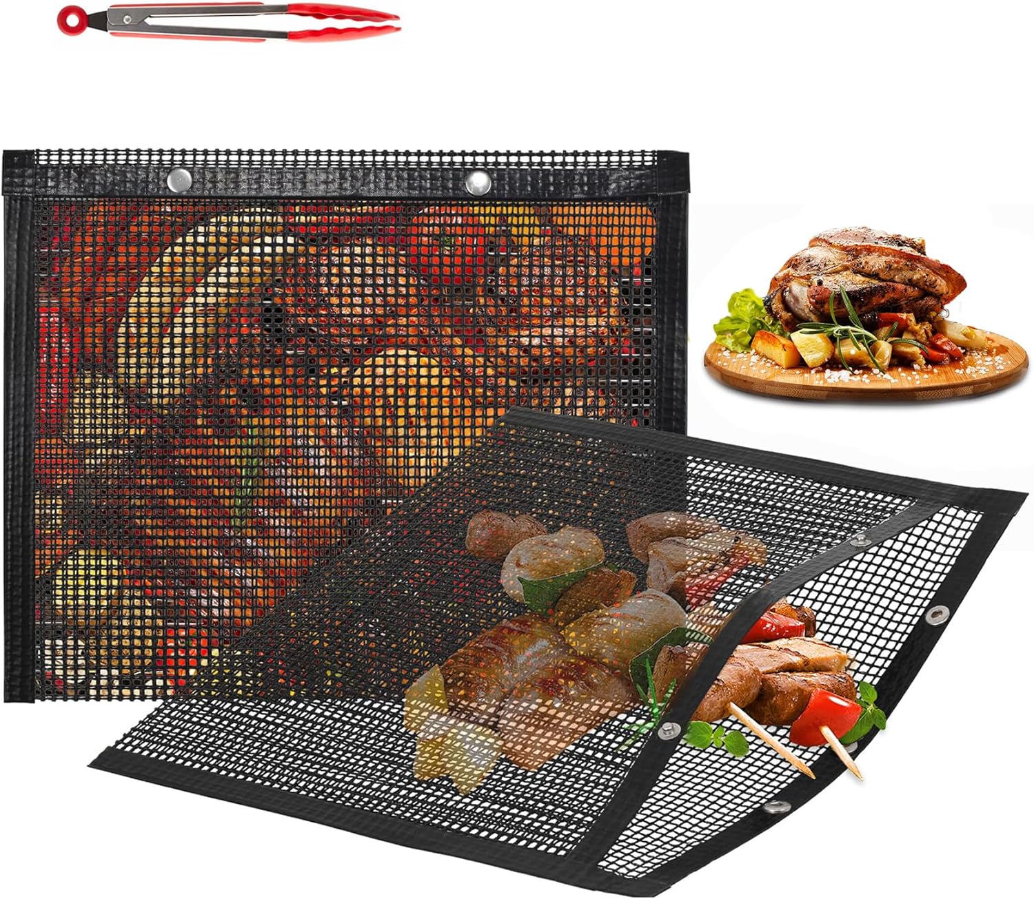 BBQ Mesh Grill Bags Set 2 Reusable NonStick Grill Bag for