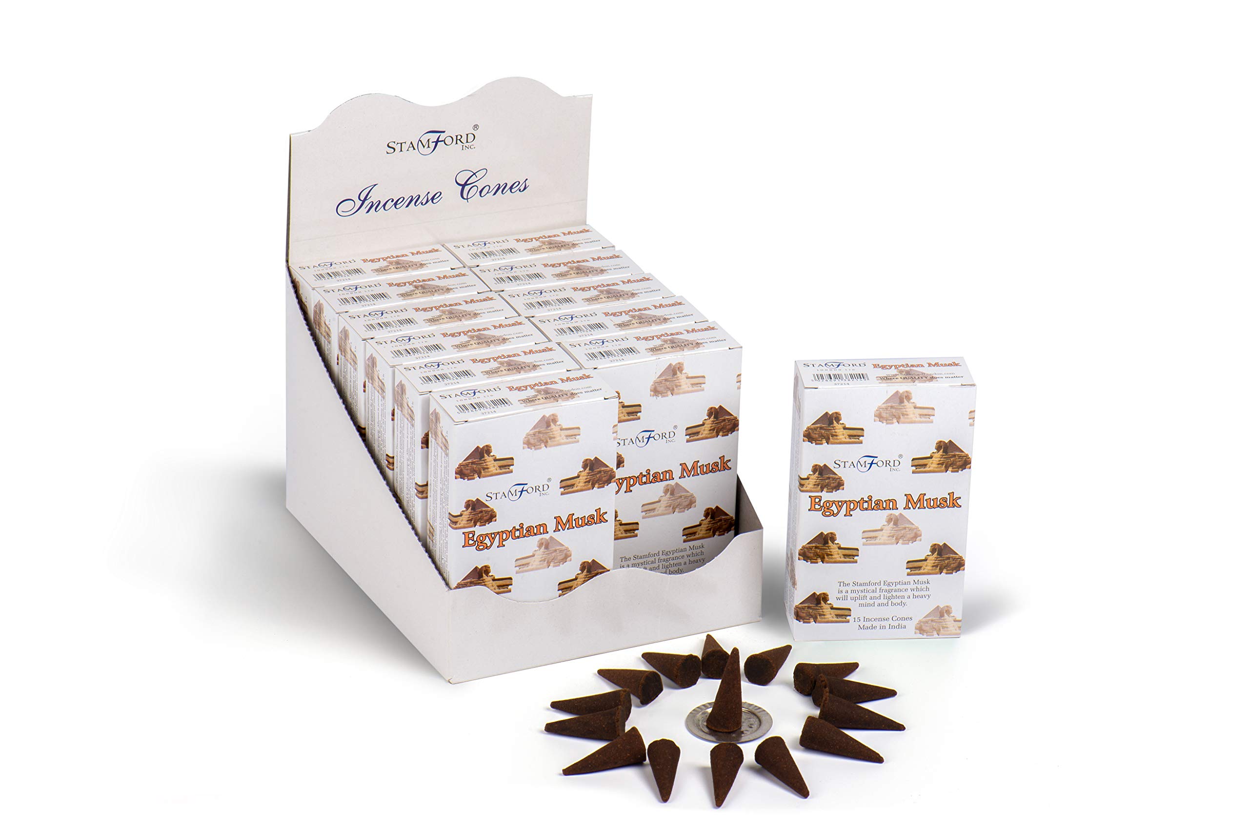Stamford INC 37214 Egyptian Musk Incense Exotic, 15 Cones x 12 Packs, Black, One Size