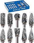 Sworker 10Pcs Set de bûches de carbure de jarret de 1/8" compatible avec les accessoires d'outils rotatifs de coupe de pierre de bois de broyage Dremel