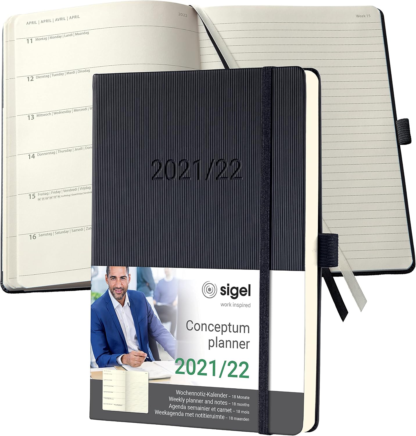 Sigel C2203 Conceptum Weekly Planner and Notes July 2021 to December 2022-14,8 x 21,3 cm - hardcover - 256 Pages - Black ca. A5