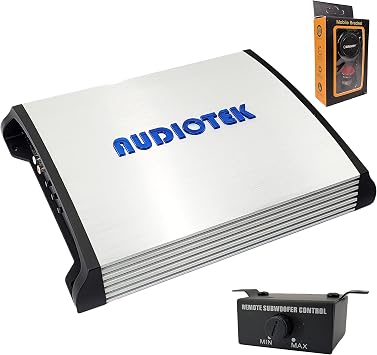 مضخم صوت Audiotek AT4000M 1 قناة Monoblock - 4000 واط ، 2 Ohm Stable ، مؤشر LED ، مقبض باس متضمن ، Mosfet Power Supply ، رائع لأجهزة Subwoofers مع حزمة حامل الهاتف