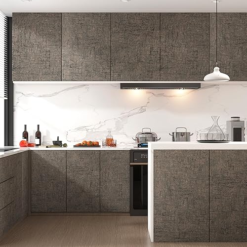 Miniatura 2 de Papel de contacto de mármol marrón de 24 x 354 pulgadas, papel tapiz impermeable para encimera, papel de contacto autoadhesivo de mármol, papel de