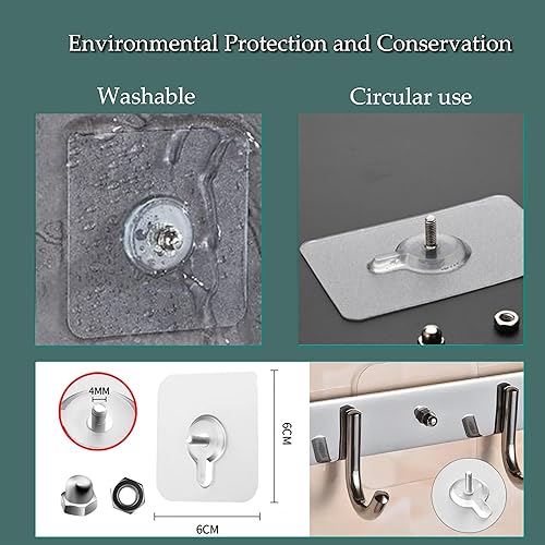 Miniatura 6 de Adhesivos fuertes para tornillos, ganchos para colgar sin daños, perfectos para decoraciones de Navidad, colgar en la pared, almacenamiento de baño,