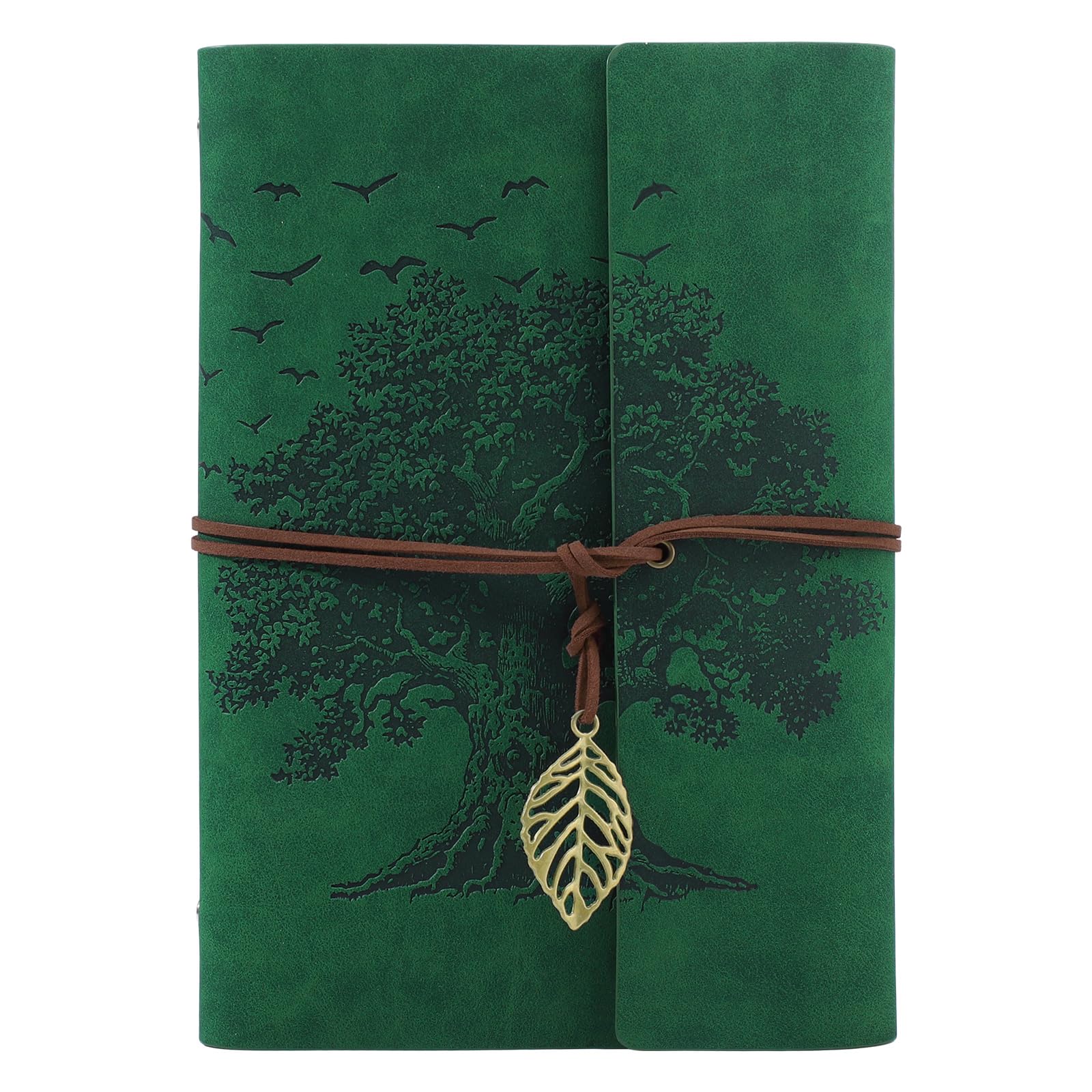 Thboxes Leather Journal Notebook A5, Refillable Diary, Travel Journals for Women Men Teenager 160 Pages Spiral Notebook, 100GSM Paper, 23 X 16 cm (Green)