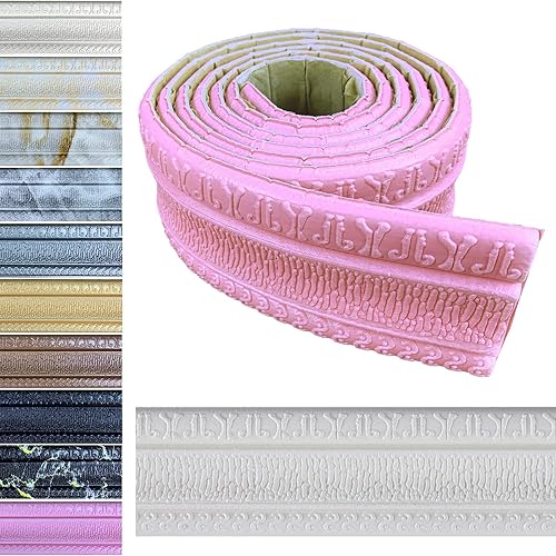 Yutianli Moldura de corona Papel tapiz para despegar y pegar, base de pared flexible, moldura de vinilo autoadhesiva, moldura de pared de espuma