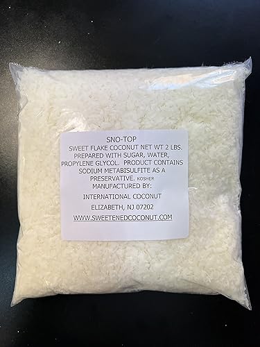 International Coconut Copos de coco triturados endulzados, hechos frescos diarios, kosher, caja de 2 libras, paquete de 4