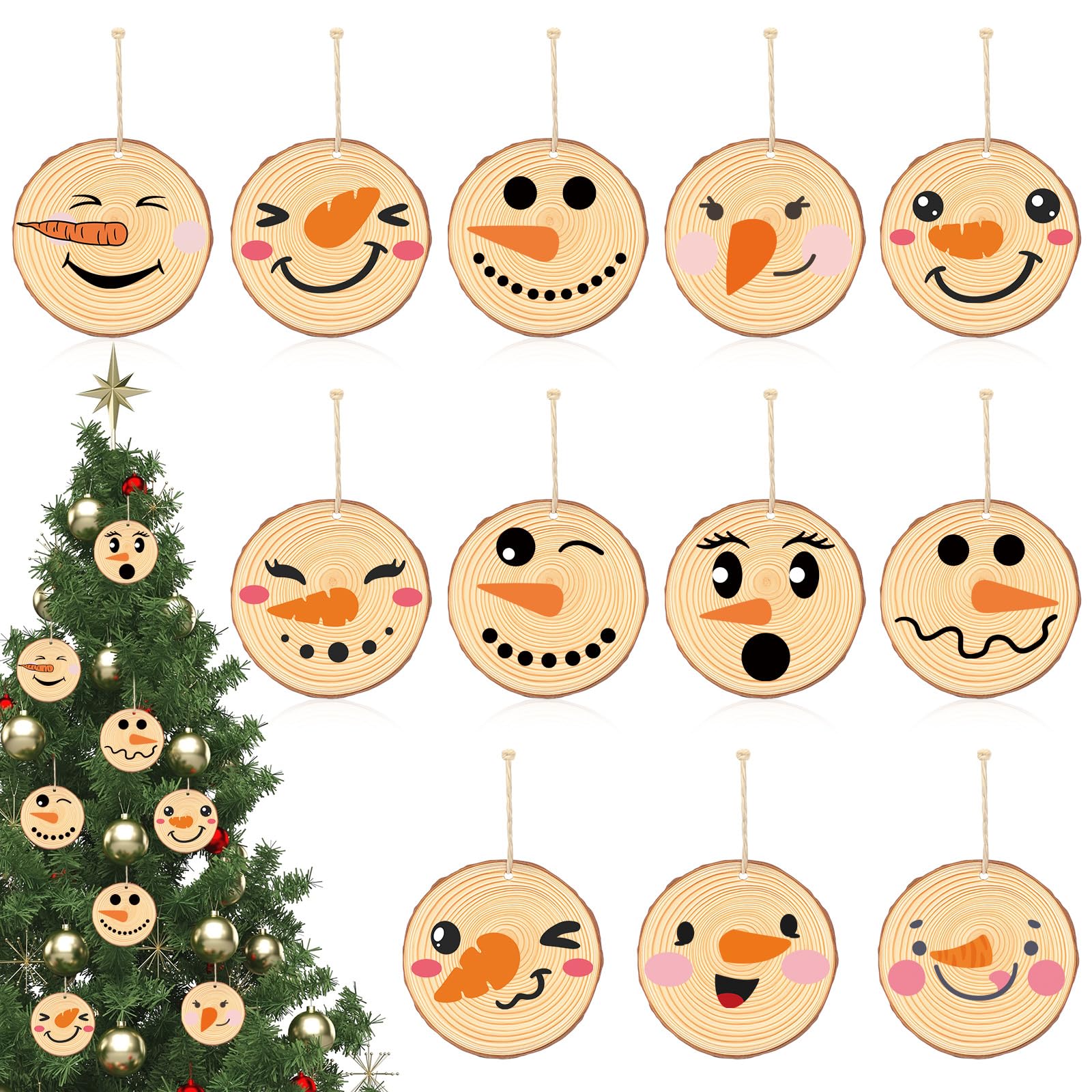 Rondelles de bois bonhomme de neige légères et incassables pour protéger votre sapin