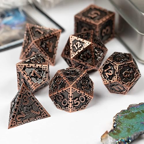 Miniatura 5 de UDIXI DND - Juego de dados poliédricos de metal D&amp;D para Dungeons and Dragons Gift RPG MTG Games - Plata antigua