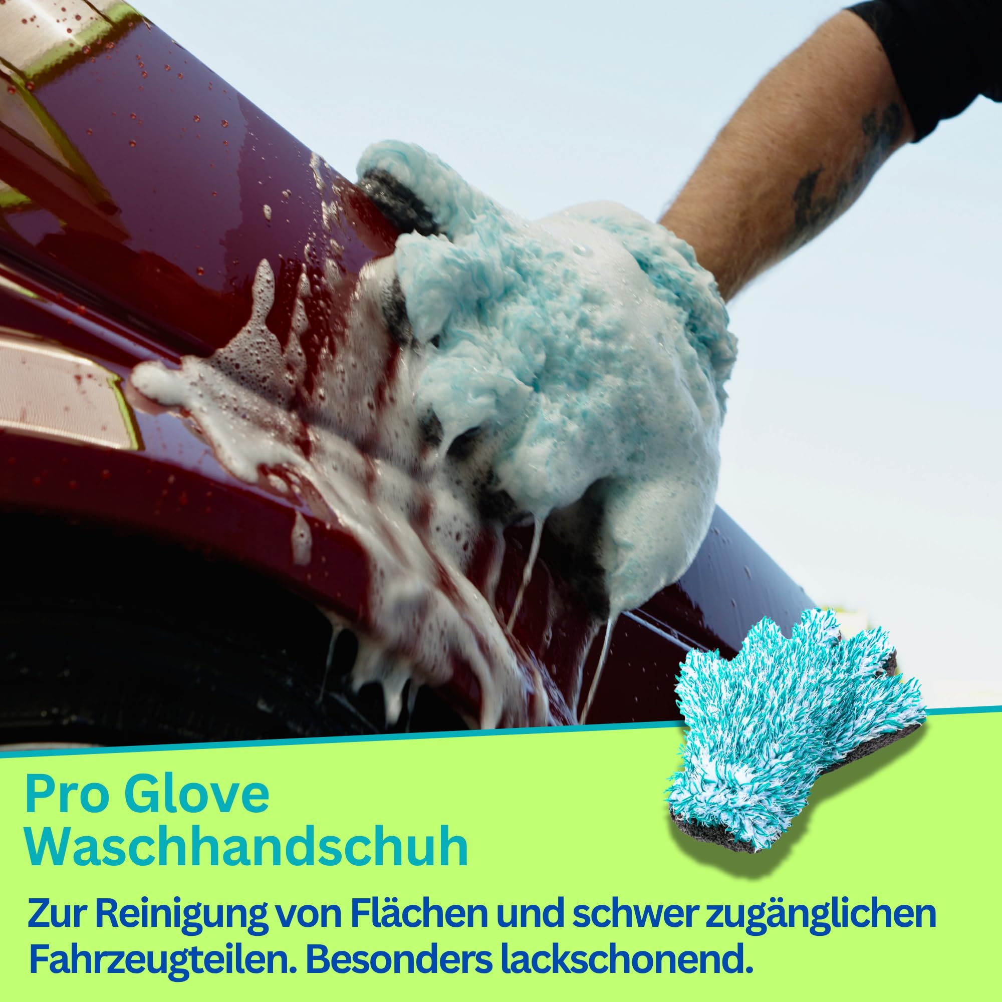 REDBUCKET Autowäsche Set 6-tlg. - Wascheimer 20L Tactical Camo | Pro Glove Waschhandschuh + Autoshampoo + Felgenreiniger + Trockentuch + Lufterfrischer | Autopflege Set