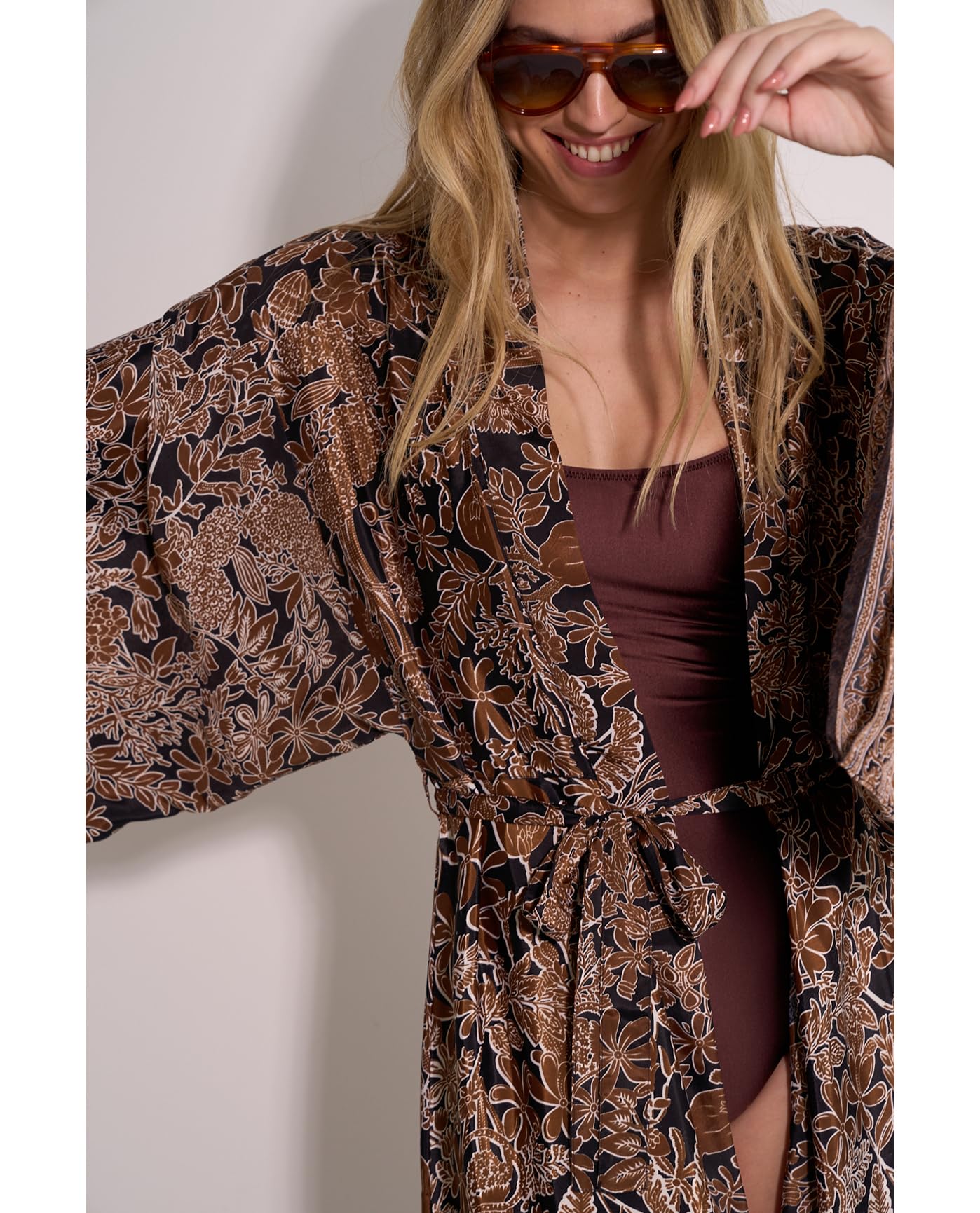 Gottex Damen Satin Shore Long Printed Robe Cover-up Badebekleidung, Multi, One Size
