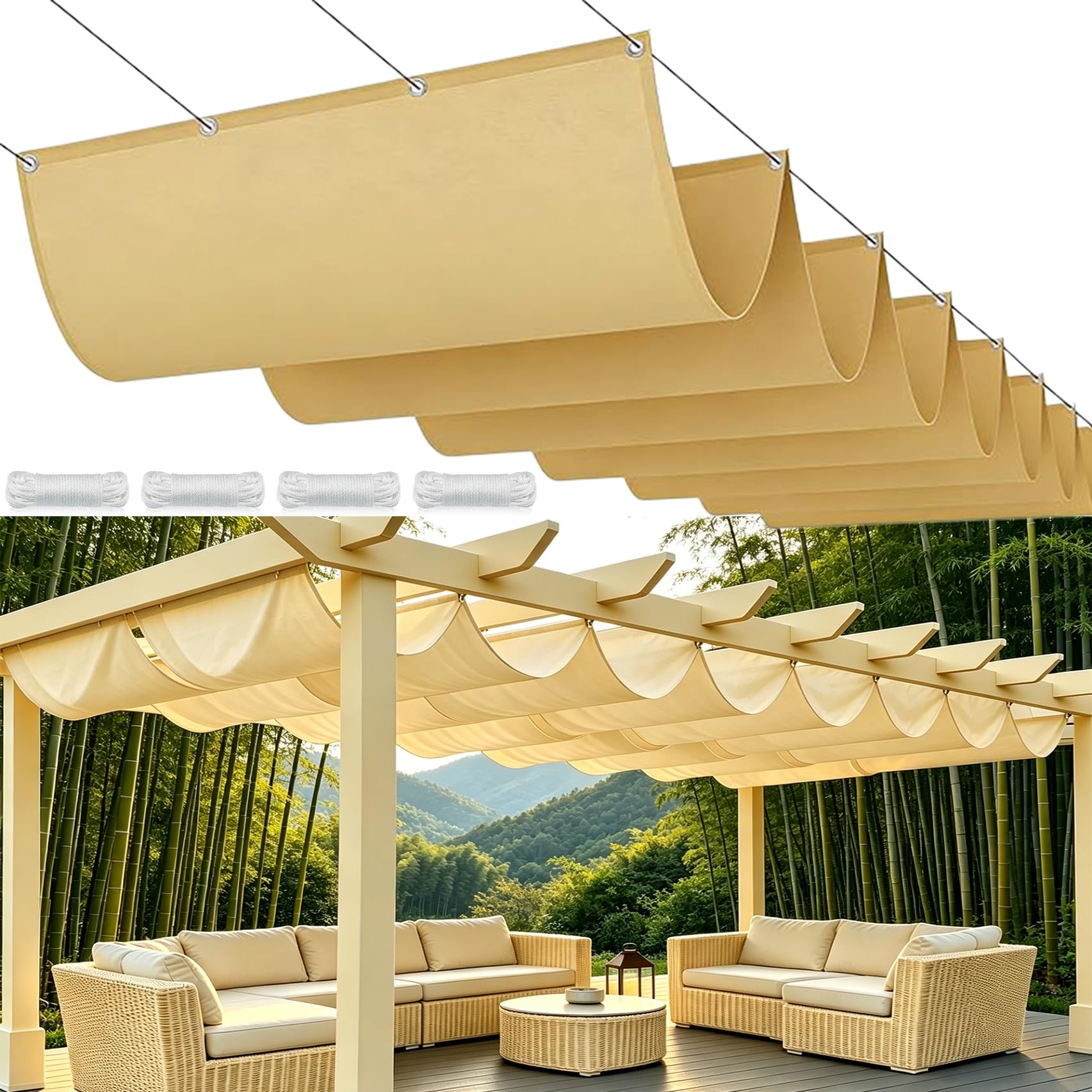 Voile d'ombrage rétractable 200 x 400 protection UV imperméable pour terrasse jardin