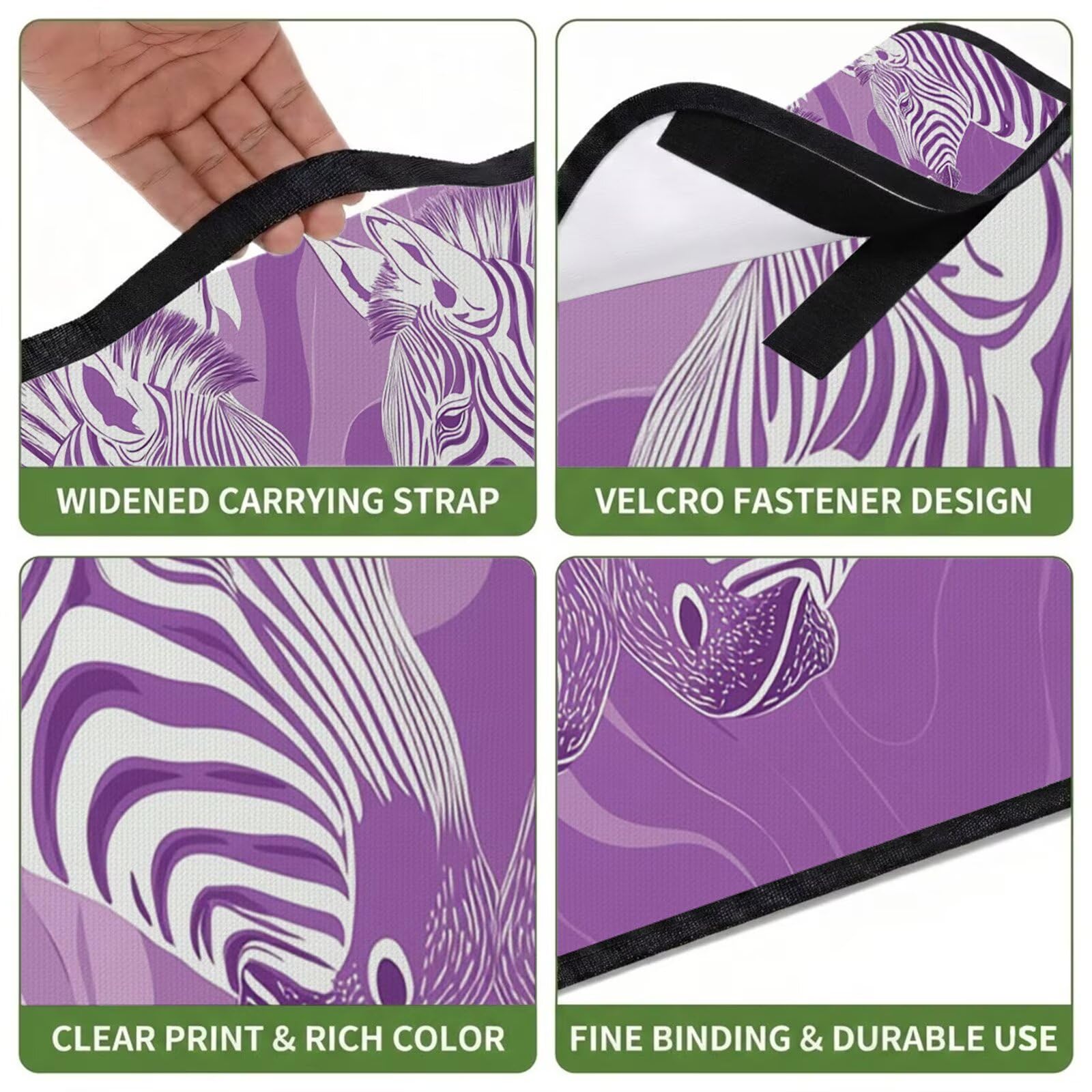 Couverture de Pique-Nique Grande 200x300cm,Outdoor Couverture Imperméable,Pliable Tapis de Plage Dos en PVC Anti-Sable,Picnic Blanket pour Camping Accessoires,Jardin,Parc,Famille - Violet,zèbre UZ-608