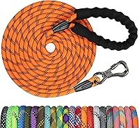 Vista 34 de NTR Correa de 100 pies para perros de raza grande, correa larga con gancho giratorio con bloqueo, mango acolchado e hilo altamente reflectante