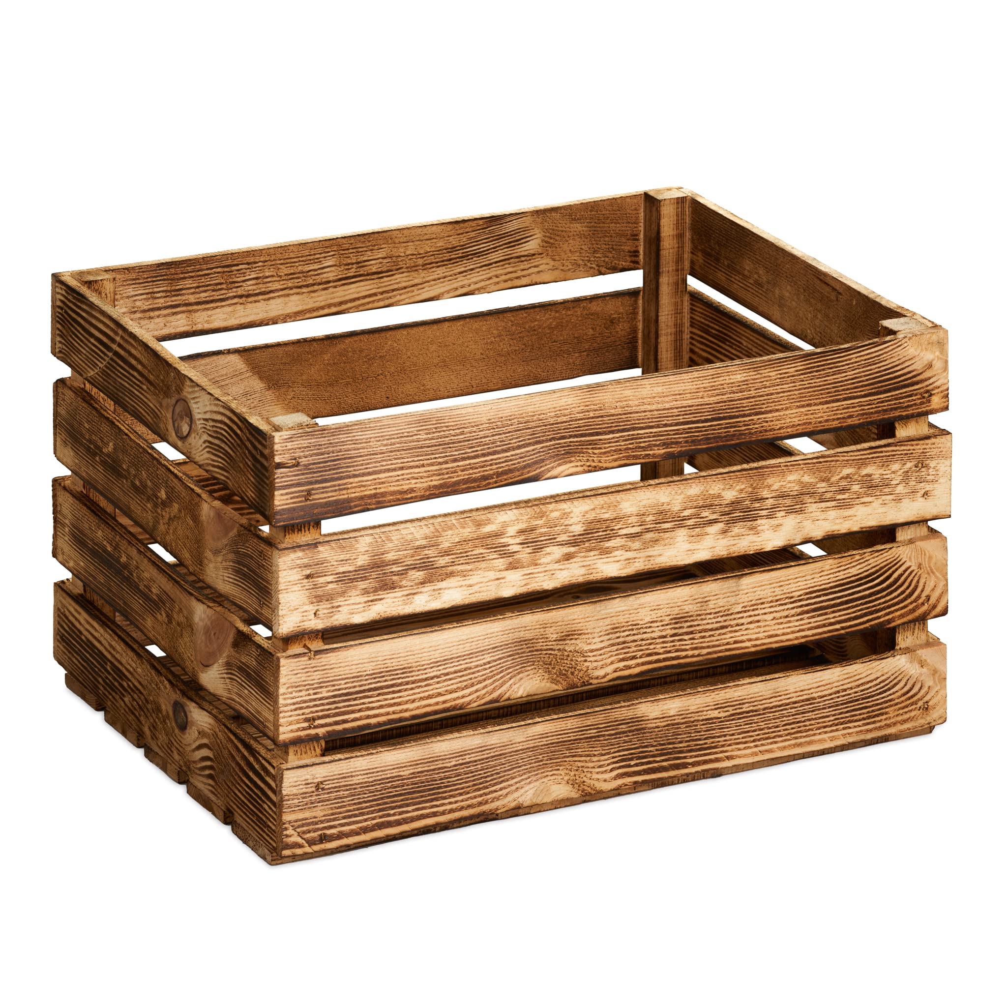 Cakla Holzkiste Vintage 3 Stück XL 50x40x30 - Dekorative Holzkisten für Gegenstände - Geschenkbox - Stilvoll und Elegant Kisten - Obstkisten - Weinkiste Holz