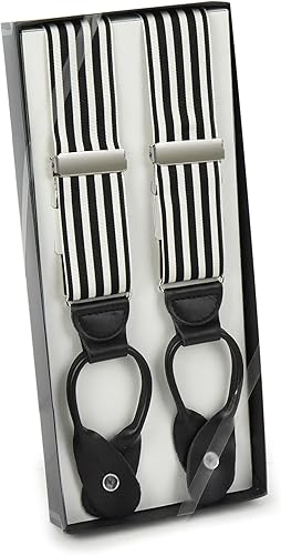 Miniatura 2 de Tirantes para hombre fabricados en Estados Unidos Tirantes de esmoquin de piel auténtica recortados con extremo de botón no elástico