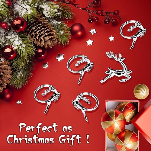 Vista 14 de Legigo Juego de 8 servilleteros de corona de Navidad, corona de diamantes, servilleteros de Navidad para servilletas de tela, decoración de mesa