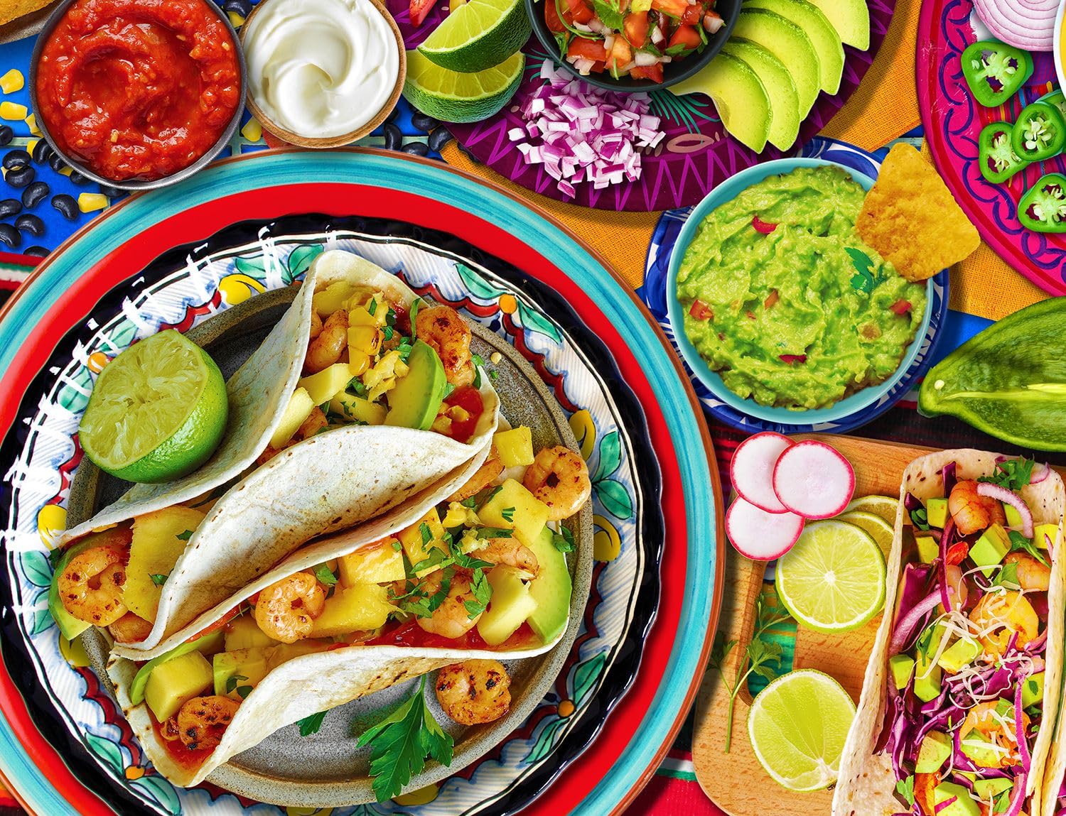 Springbok Taco Table 1000 Piece Jigsaw Puzzle for Adults - Cinco de Mayo Taco Party Theme Great for Game Nights - Finished Size of 30" x 24"